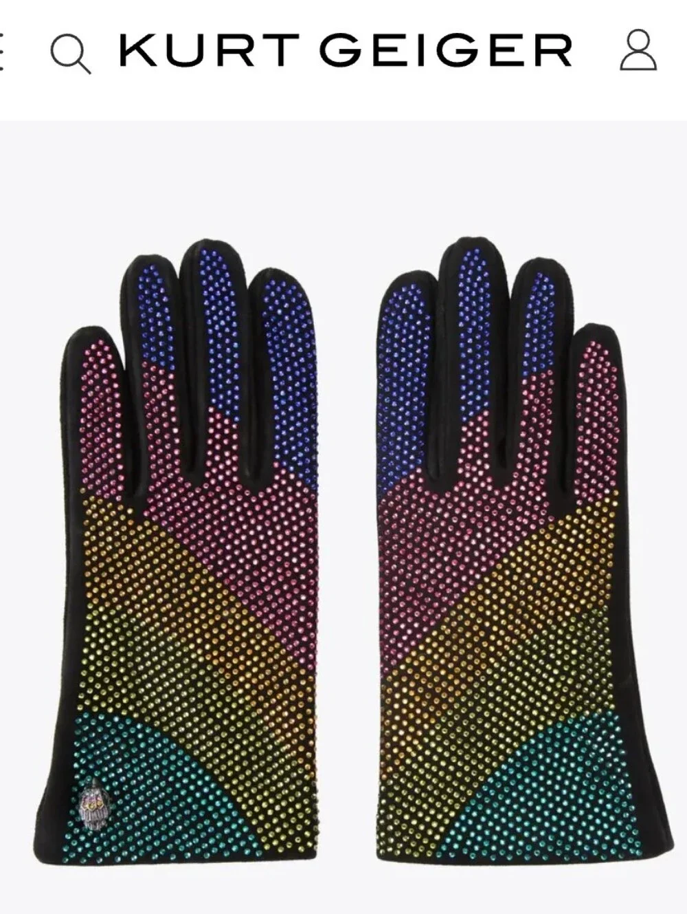 Kurt Geiger London Kensington Rainbow Crystal Embellished Gloves SZ S NWT $148